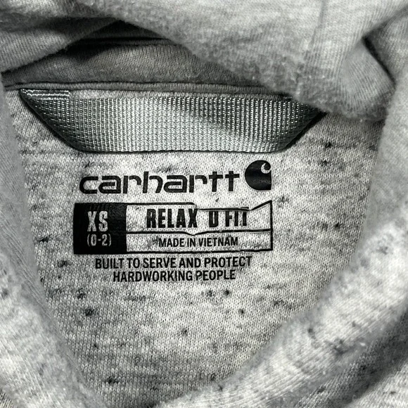 Carhartt Hoodie Women XS Grey Relaxed Fit Logo Sleeve Graphic Sweatshirt - Picture 9 of 13